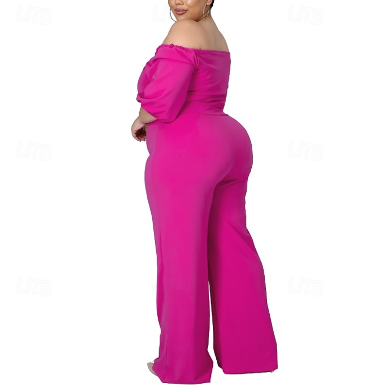 Women's Normal Jumpsuit Stylish Solid Color Half Sleeve Off Shoulder Cut Out Street Holiday Regular Fit Black White Red Summer4