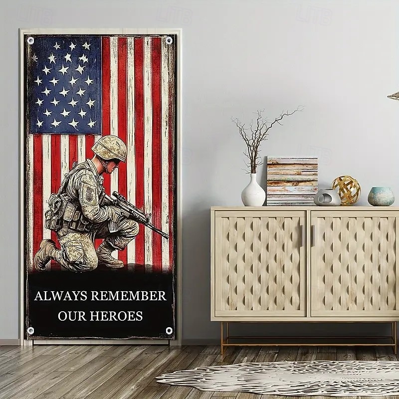 4th of July Veteran's Day Door Decorations Door Covers American Door Tapestry Door Curtain Decoration Backdrop Indoor/Outdoor Door Banner for Front Door Farmhouse3