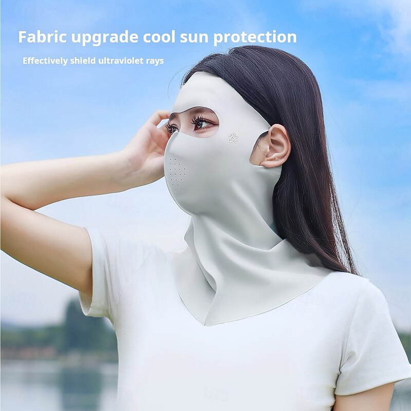 Sun Protection Mask for Women, Ice Silk Full Face UV Protection Neck & Head Cover, Breathable Cycling Face Mask with Neck & Forehead Shield2