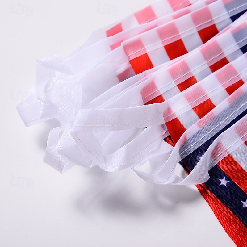 Flag Pennant Banner Long American String Flags Tall Triangle Flag Decorations USA Party Stars and Stripes Bunting Garland 4th of July Patriotic Decoration4