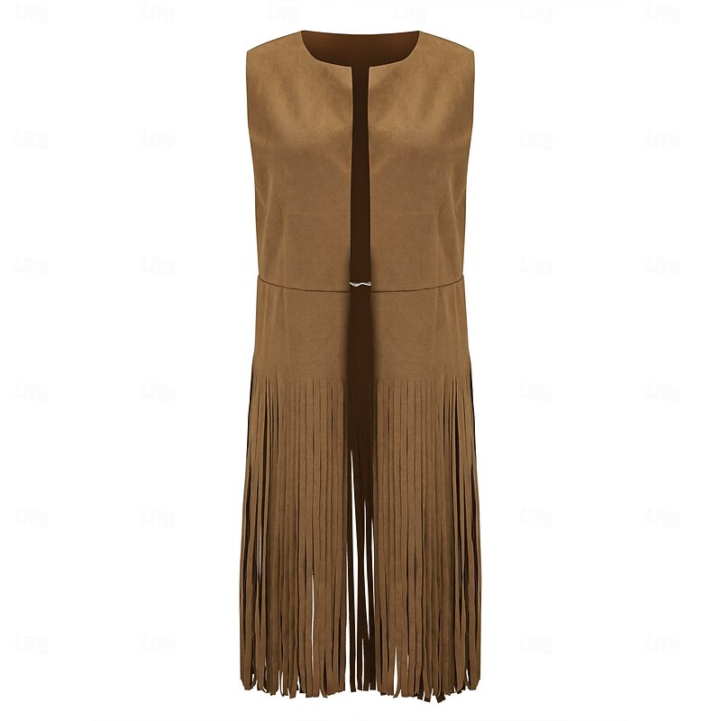 Retro Vintage 1970s Disco Suede Vest Hippie Disco Fringe Fancy Dress Halloween Carnival Party Casual Daily Pride Parade Adults' Vest Spring & Summer2