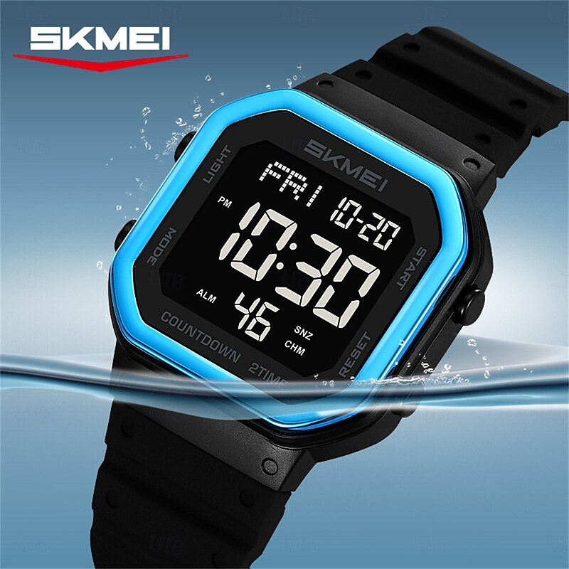 SKMEI Ins Wind Square Multi functional Waterproof Electronic Watch for Male and Female Students2