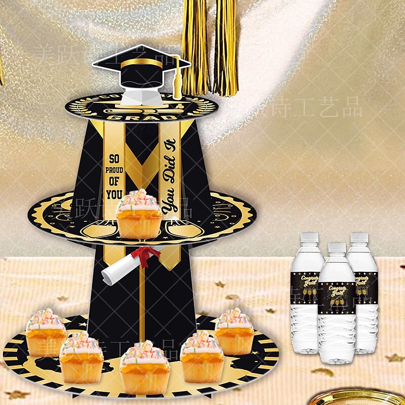 Graduation Party Decoration, Multi-Tier Cake Stand, Graduation Dessert Table Setup, Cake Rack for Party and Celebration Decor