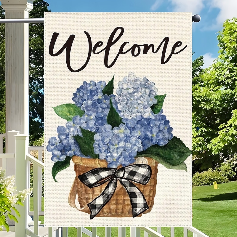Welcome Spring Summer Garden Flag 12X18 Inch Polyester Fiber Flower Garden Flag Outdoor Home Courtyard