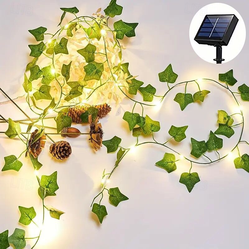 Solar Garden Light Creeper Vine String Lights 2m 20LED 4m 40LED 8 Modes for Christmas Mother's Day Wedding Birthday Party Garden Balcony Outdoor Indoor Waterproof Decoration2