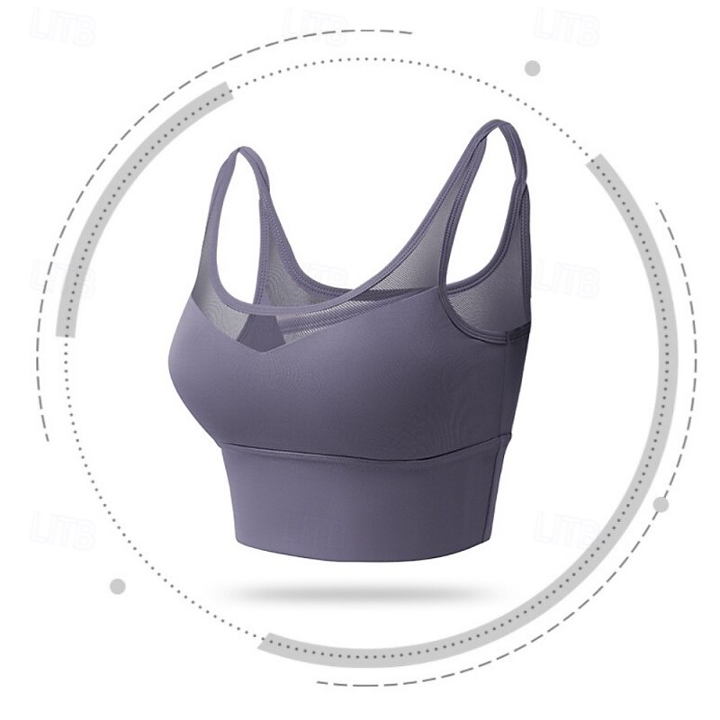 Women's Light Support Sports Bra Running Bra Open Back Removable Pad Bra Top Padded Fitness Leisure Sports Running Breathable Lightweight Soft Spandex Black Pink Royal Blue Solid Colored2