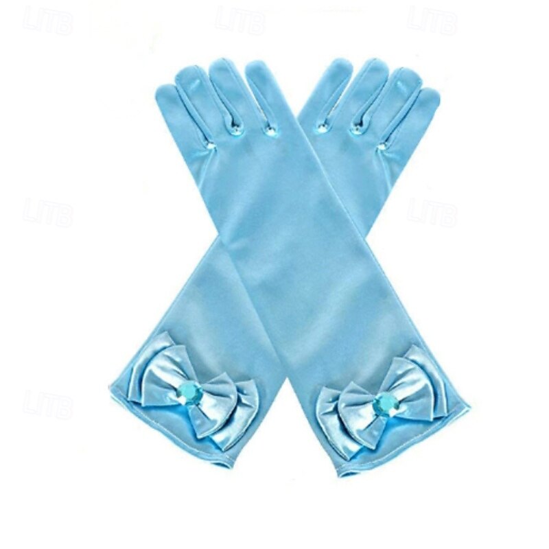 Kids Girls' Gloves Hair Accessories Necklace Tiara Princess Sweet Party Birthday Solid Color Blue Light Blue3