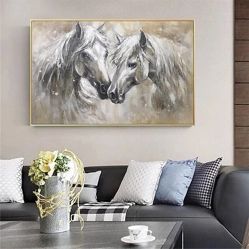 Handmade Abstract blue artwork painting  handmade Horse painting on canvas extra large abstract art animal painting oversized horse textured painting animal art large canvas wall art animal paintings3