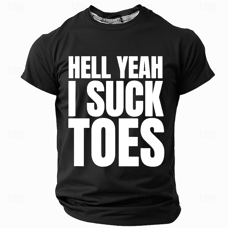 Men's Red 'Hell Yeah I Suck Toes' Graphic T-Shirt | Short Sleeve Funny Lifestyle Tee4