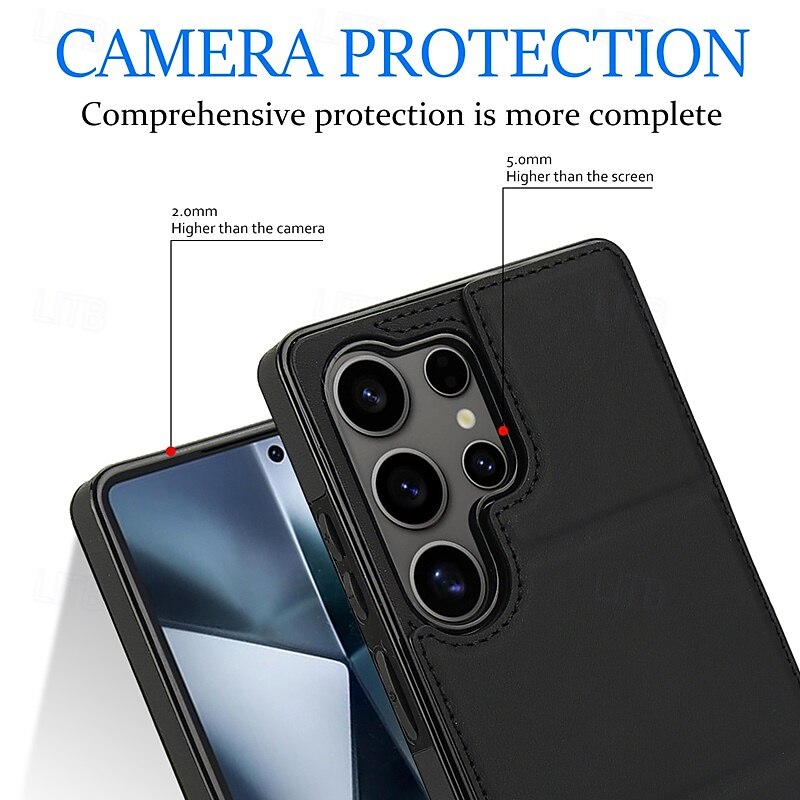 Phone Case For Samsung Galaxy S25 S24 S24 FE S23 S22 S21 Ultra Plus S20 Back Cover with Stand Holder Magnetic Card Slot Retro TPU PU Leather4