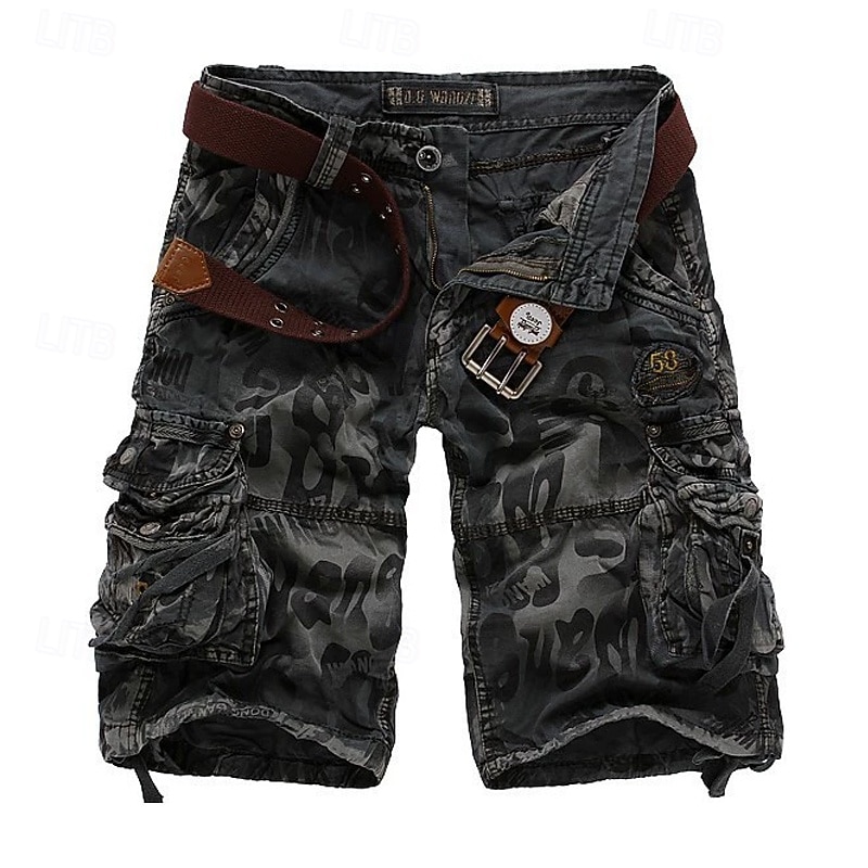 Men's Capri Cargo Shorts Capri Pants Camo Shorts Multi Pocket Button-Down Flap Pocket Camo / Camouflage Comfort Wearable Calf-Length Outdoor Sport Daily Fashion Casual Blue Army Green3
