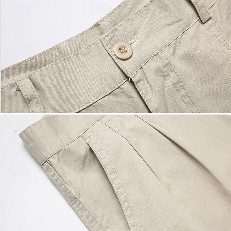 Men's Dress Shorts Work Shorts Golf Shorts Pocket Plain Comfort Breathable Knee Length Outdoor Business Sports Casual Black Khaki2