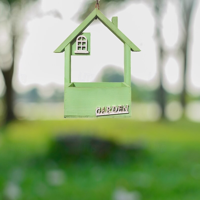 Wooden Bird Feeder House, Hanging Bird Nest with Roof, Outdoor Bird Feeding Station, Weather-Resistant Birdhouse for Garden, Yard, Patio Decor3