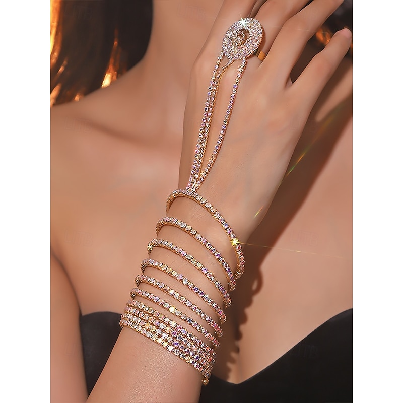 Luxury Rhinestone Hand Chain Bracelet with Ring – Sparkling Statement Jewelry for Women, Perfect for Weddings, Parties and Gala Events4
