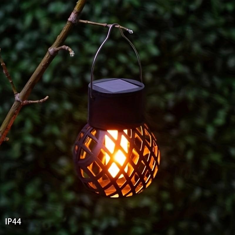 4 Pcs Led Outdoor Solar Lights Patio Lights Powered Small Hanging Ball Flame Lamp Hollow Hanging Lamp Tree Branch Atmosphere Led Lamp Courtyard Garden Pendant Light3