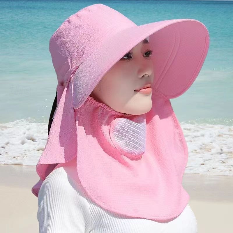 Summer Sun Hat with Full Face Cover, UV Protection Wide Brim Cooling Cap for Women & Men, Cycling, Outdoor, Tea Picking2