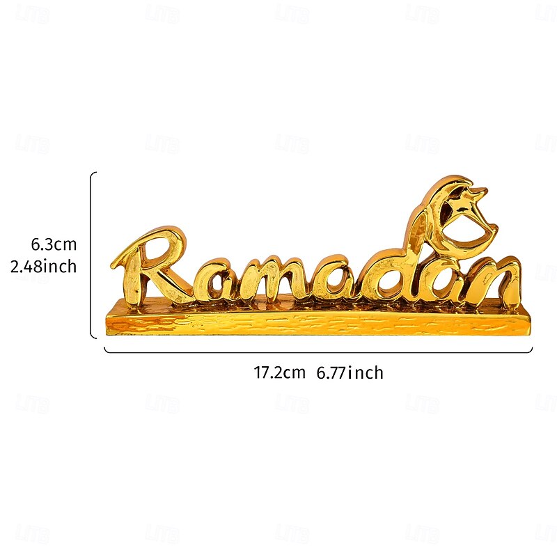 Ramadan Letter Decoration Figurine, Resin Antique-Style Craft, Muslim Festival Gift for Eid al-Fitr & Eid al-Adha, Cute Gift for Family Gatherings and Celebrations2