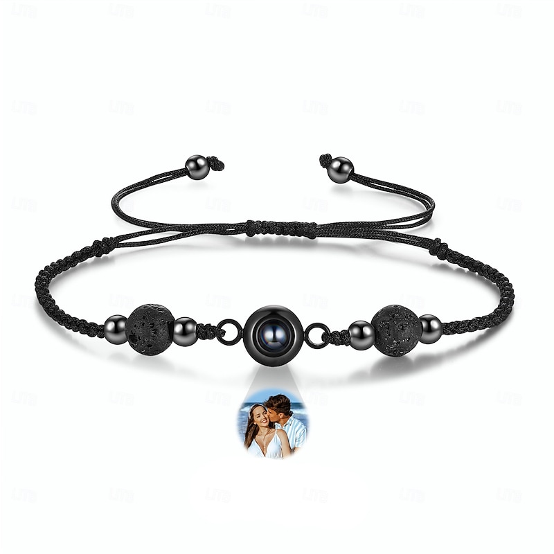 Personalized Photo Projection Braided Bracelet Custom Best Gift for Mom – Unique Keepsake Jewelry for Valentine's Day, Christmas, Anniversary, or Birthday