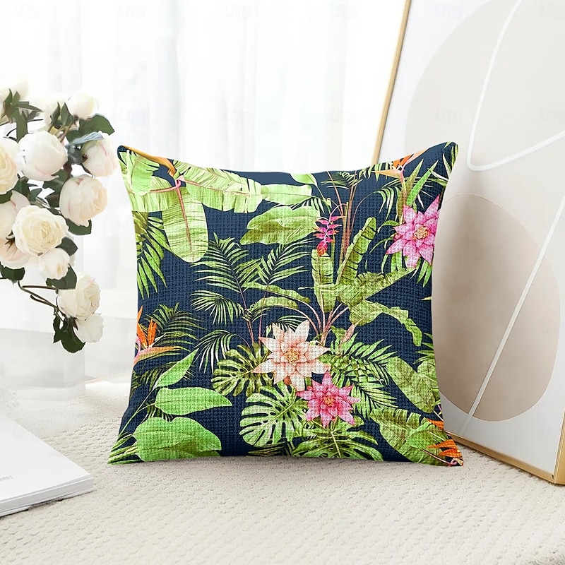 Tropical Floral Decorative Toss Pillows Cover 1PC Soft Square Couch Cushion Case Pillowcase for Bedroom Livingroom Sofa Chair