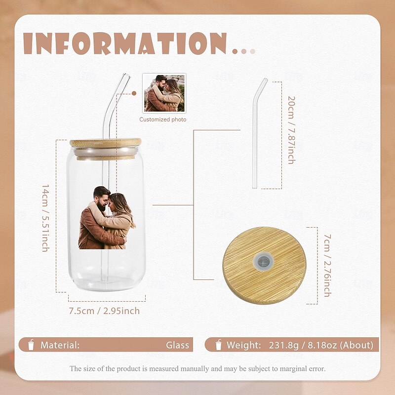 Personalized Photo Glass Can, Custom Beverage Tumbler for Family, Lovers, and Friends, Gift for Mother's Day, Valentine's Day, Christmas, Birthday, Anniversary, Perfect for Hot and Cold Drinks, Ideal for Home, Office, and Outdoor Use4