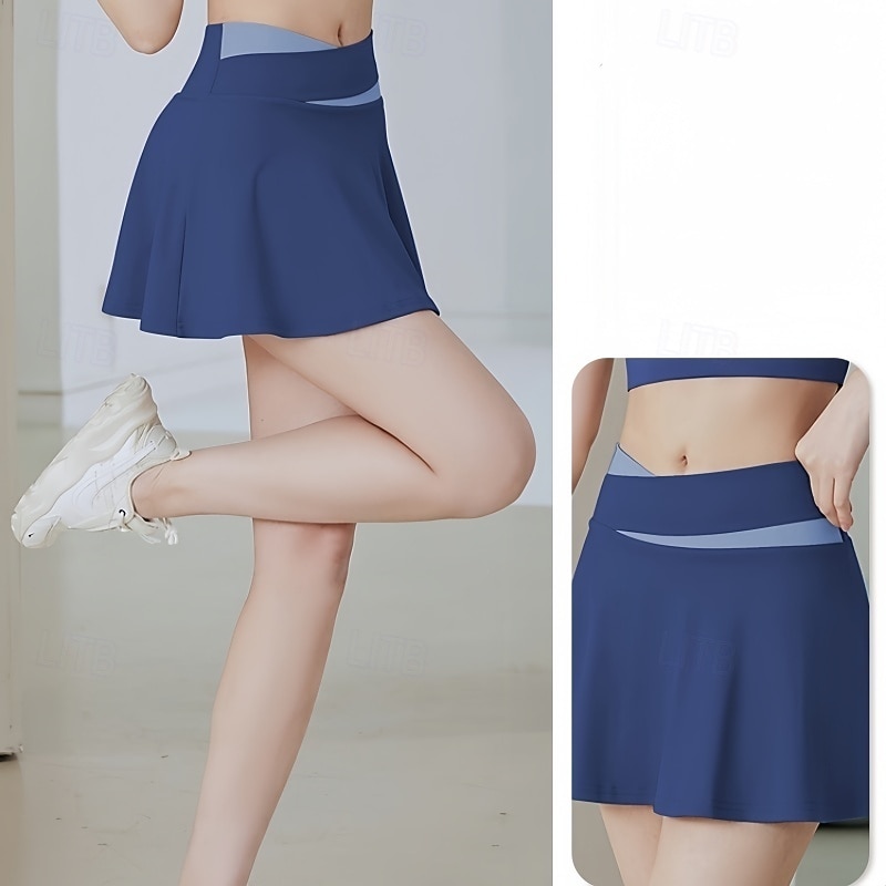 Women's Yoga Skirt High Waist Pilates Gym Workout Workout Skort Solid Color Black Royal Blue Purple Sports Activewear Stretchy Slim2