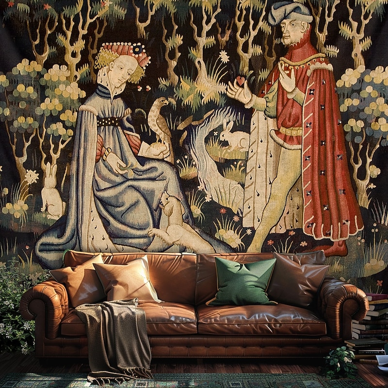 Medieval Tapestry Middle Age Tapestry Vintage Large Tapestry Mural Decor Photograph Backdrop Blanket Curtain Home Bedroom Living Room Decoration3