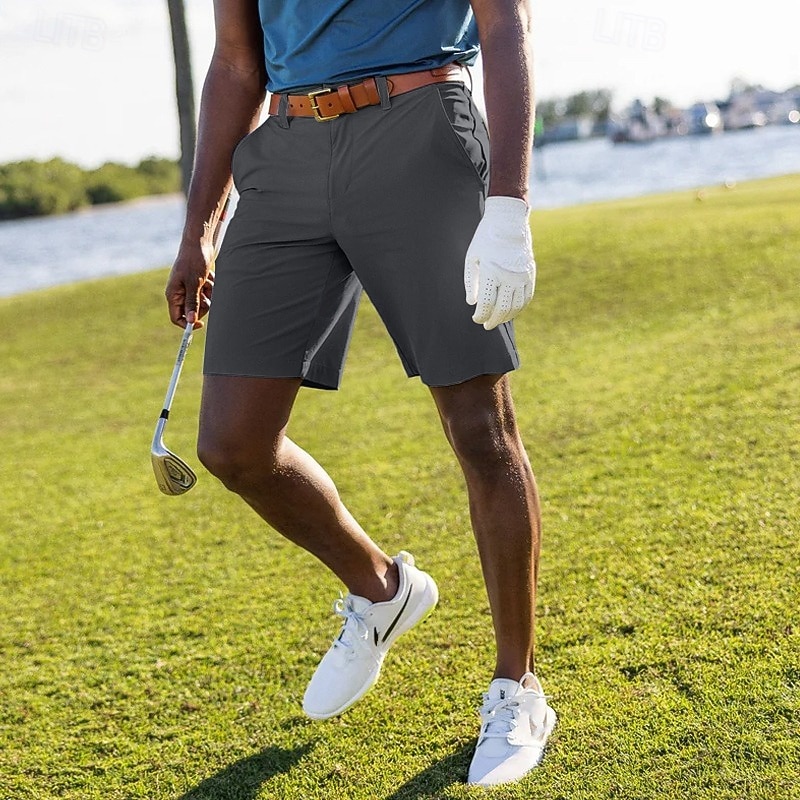 Men's Shorts Dress Shorts Golf Shorts Pocket Straight Leg Plain Quick Dry No-Iron Knee Length Outdoor Daily Running Sports Fashion Black Blue Stretchy4