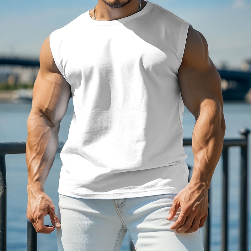 Men's T Shirt Moisture Wicking Shirts Short Sleeve Crew Neck Summer Plain Sports Fashion Lightweight Crewneck Vacation Casual Holiday Black White Red Top Tee for Men