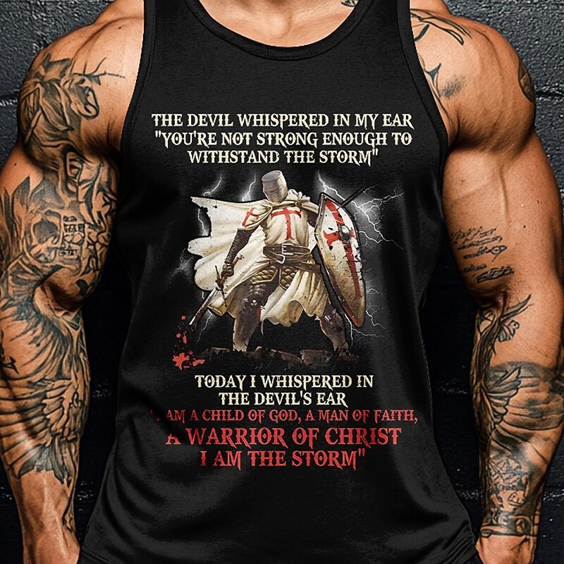 Easter Men's Knights Templar T Shirt Vest Top Sleeveless T shirt 3D Print Crew Neck Shirt Fashion Daily Party Casual Black Summer Spring Clothing Apparel S M L XL XXL XXXL2