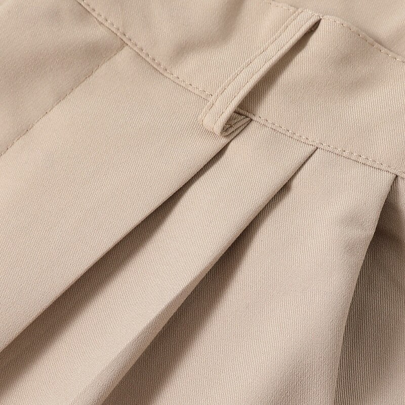 Men's Dress Pants Trousers Suit Pants Pleated Pocket Straight Leg Plain Comfort Soft Full Length Formal Business Daily Fashion Streetwear Dark Khaki Light Khaki4