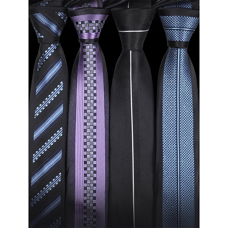 Men's Positioning Pattern 6cm Narrow Tie - Stripe, Floral, Check Pattern, Elegant Woven Silk Tie for Business, Weddings and Formal Events4
