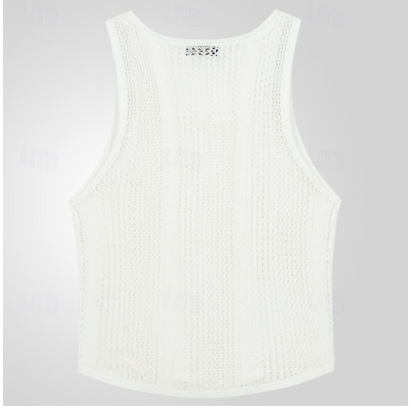 Men's Tank Top Undershirt Sleeveless Shirt Sleeveless Crew Neck Summer Solid Color Fashion Designer Muscle Knitted Outdoor Vacation Black White Army Green Top Tee for Men3