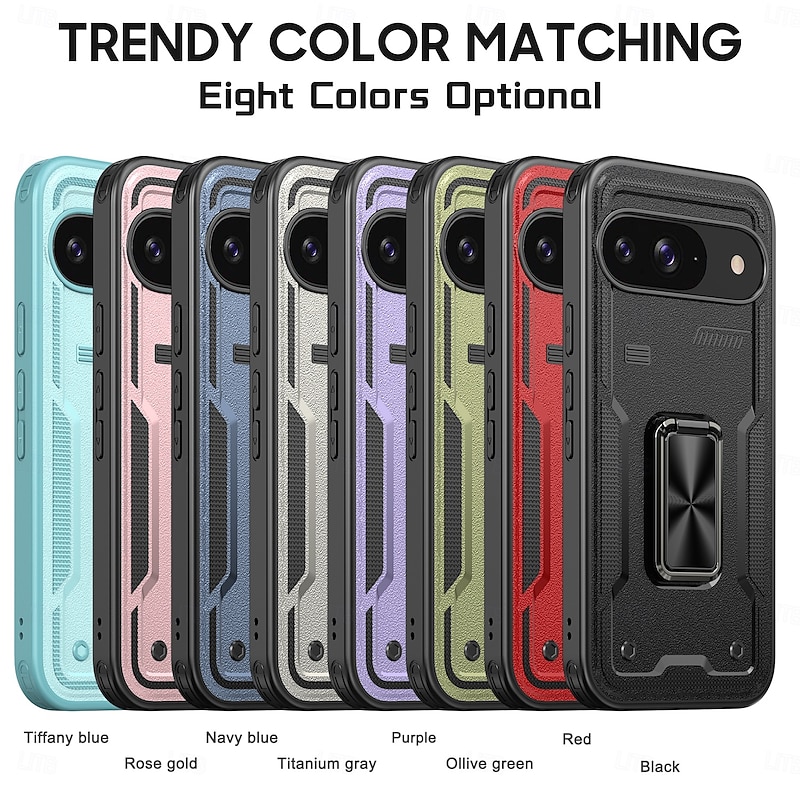 Phone Case For Google Pixel 9 Pro Pixel 9 Pro XL Pixel 9 Back Cover Ring Holder Magnetic Shockproof Retro TPU PC