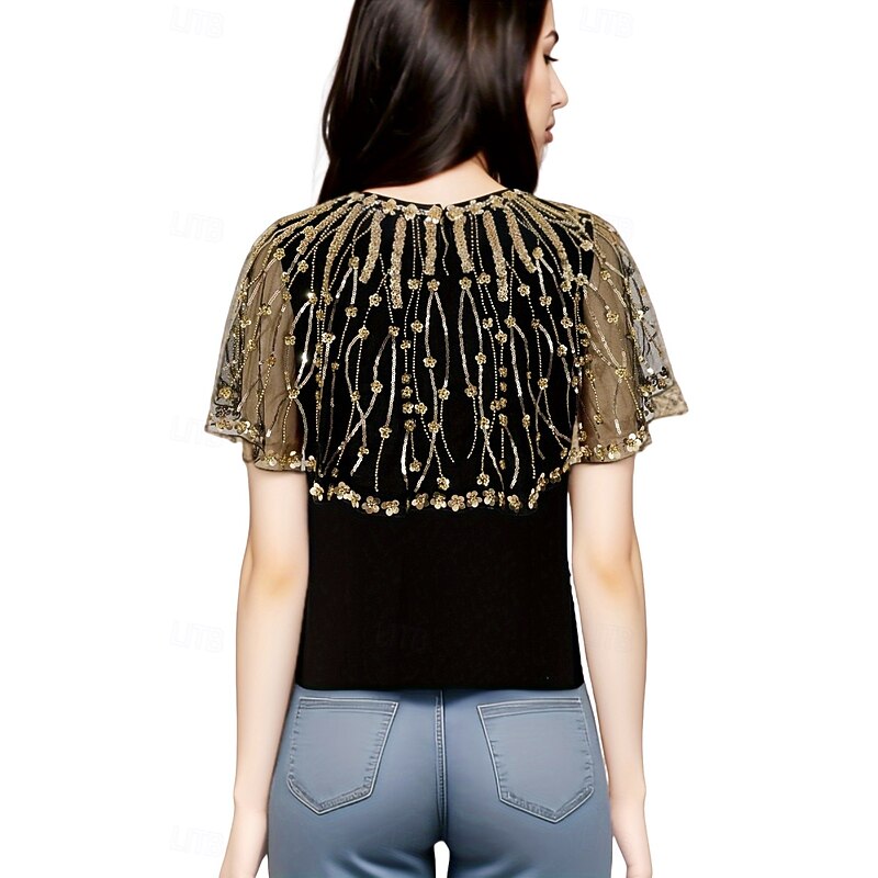 Retro Vintage Roaring 20s 1920s Scarf Wrap Shawls The Great Gatsby Flapper Girl Sequins Fancy Dress Women's Carnival Wedding Evening Party Masquerade Adults' Shawl2