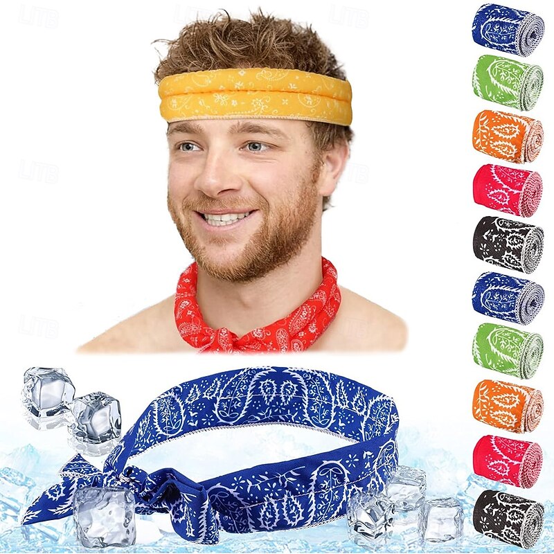 Ice Cooling Scarf Cooling Neck Bandana Cooling Neck Wraps Cooling Headband Summer Cooling Bandana for Men Women Outdoor Activities, Multicolored