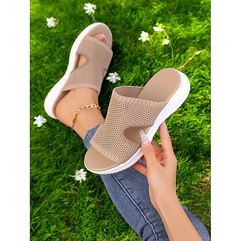 Women's Slip-On Mesh Slides - Lightweight Breathable Comfort Sandals for Casual Wear & Outdoor Activities