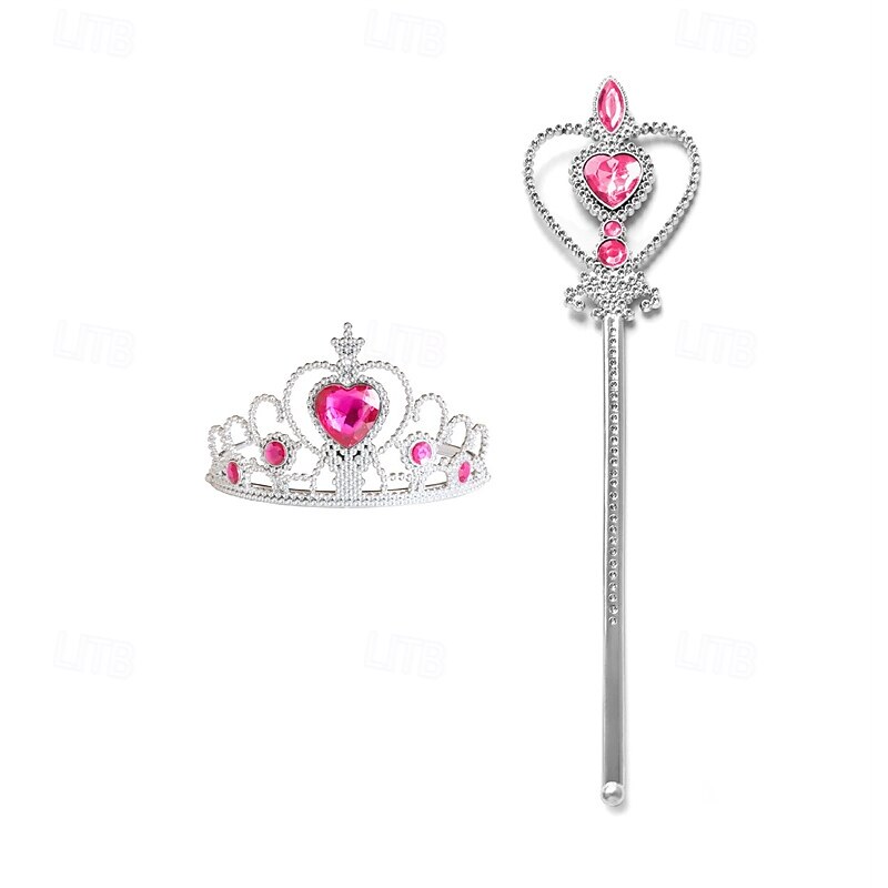 2 Pieces Kids Girls' Princess Dress Up Set Scepter Crown Tiara Sweet Party Birthday Heart Pink Blue3