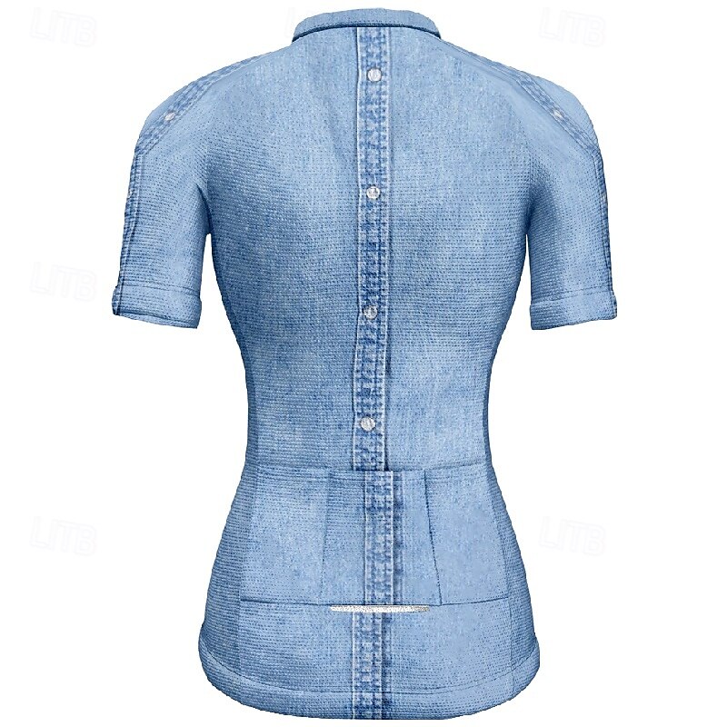 Women's Cycling Jersey Graphic Short Sleeve Bike Tee Tshirt Jersey with 3 Rear Pockets Mountain Bike MTB Quick Dry Anatomic Design Wicking Breathable Sports Blue Grey Clothing Apparel4