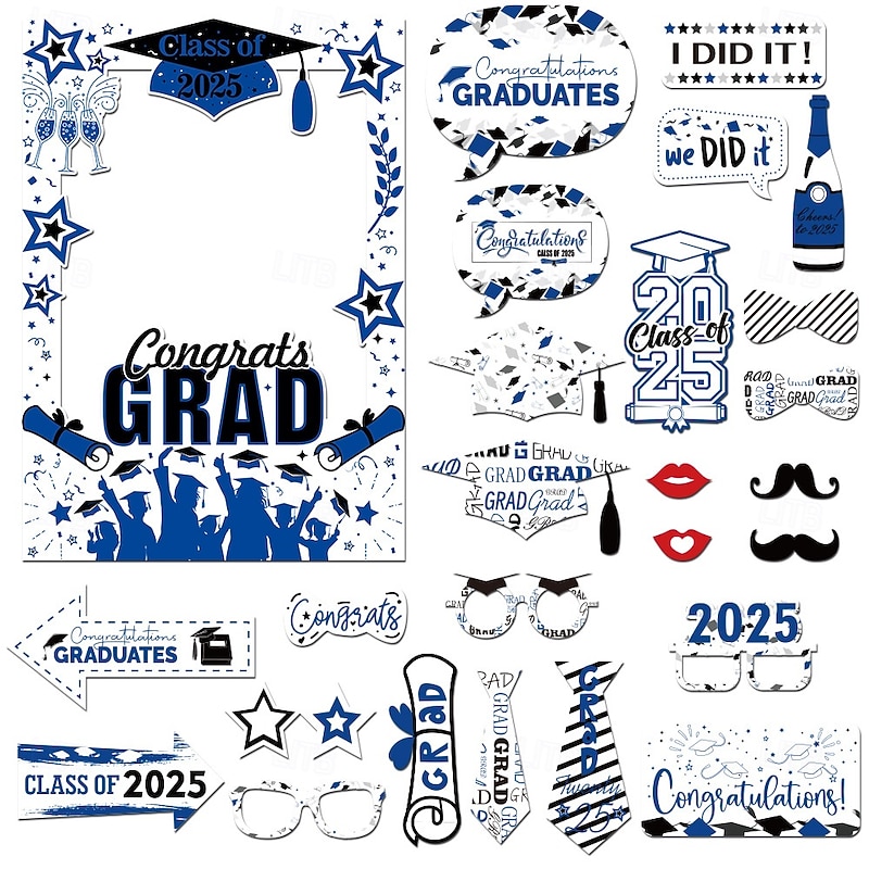 Graduation Photo Set, Paper Frame Photo Props Kit, Graduation Celebration Party Decorations, Keepsake for Photos3