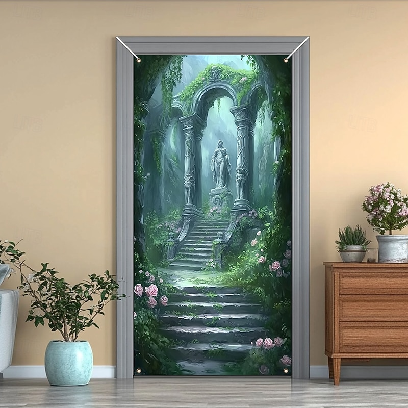 Landscape Stone Cave Door Decorations Door Covers Door Tapestry Door Curtain Decoration Backdrop Indoor/Outdoor Door Banner for Front Door Farmhouse4