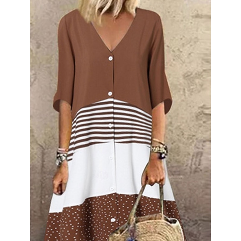 Women's Maxi Dress T Shirt Dress Tee Dress A Line Dress Fit And Flare Dress Casual Daily Regular Fit Graphic Half Sleeve V Neck Black Blue Brown Green Summer3