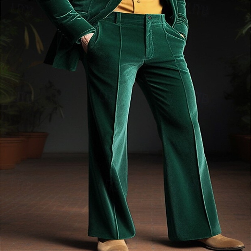 Retro Vintage 1970s Trousers Bell Bottom Pants Flared Trousers Hippie Disco Solid Color Fancy Dress Men's Masquerade Party Dailywear Pride Parade Adults' Pants4