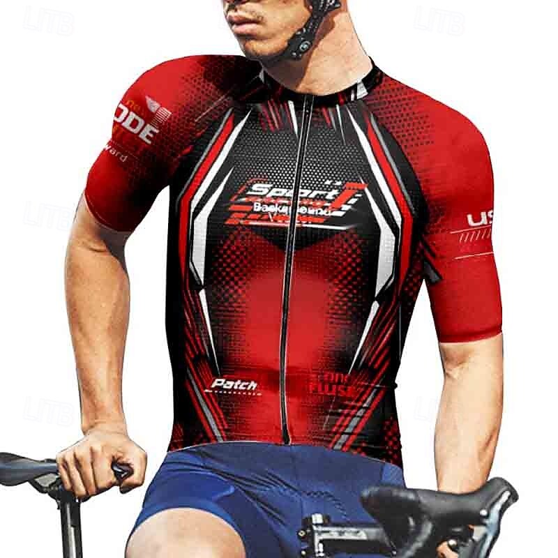 Men's Cycling Jersey Geometric Letter & Number Short Sleeve Bike Tee Tshirt Jersey with 3 Rear Pockets Mountain Bike MTB Quick Dry Anatomic Design Wicking Breathable Sports Yellow Red Blue Clothing3
