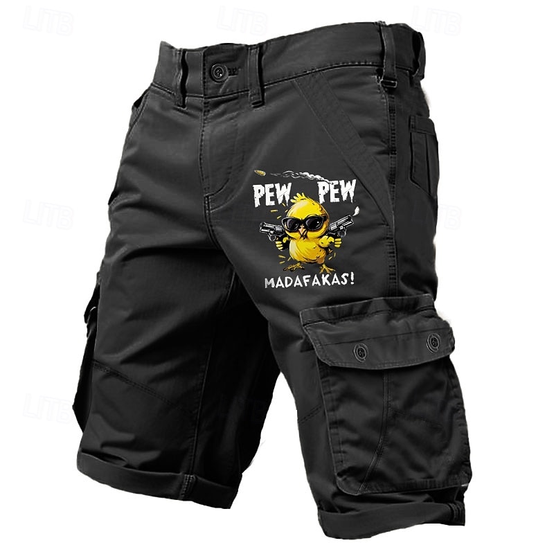 Men's Letter Printed Funny Duck Cargo Shorts Work Shorts Mid Waist Classic Casual Outdoor Camping & Hiking Multiple Pockets Designer Clothing Apparel