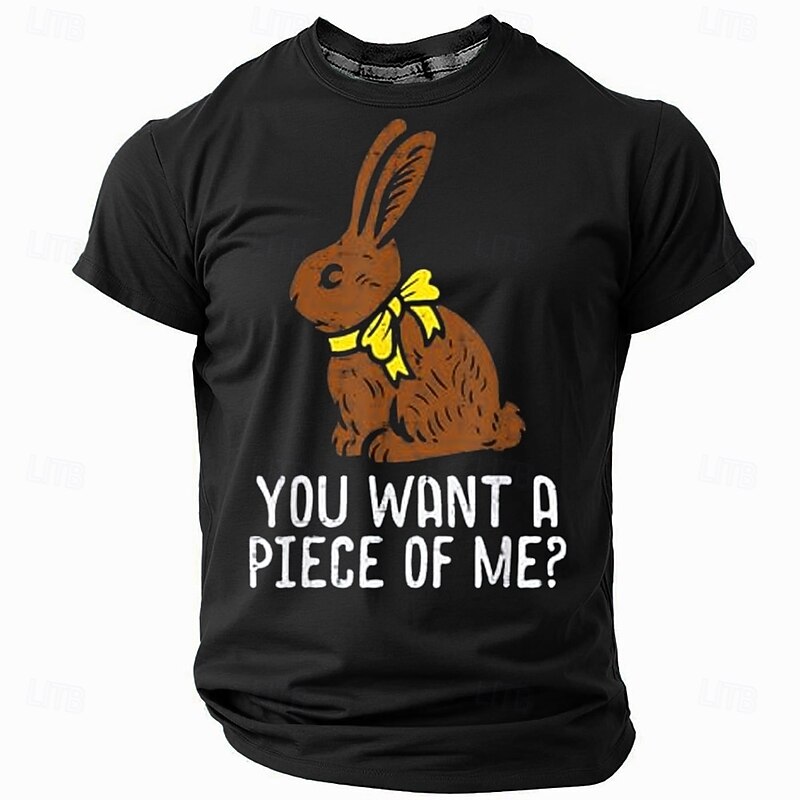Easter Men's Rabbit T Shirt Short Sleeve T shirt 3D Print Crew Neck Shirt Designer Casual Party Holiday Black Red Blue Summer Spring Clothing Apparel S M L XL XXL XXXL