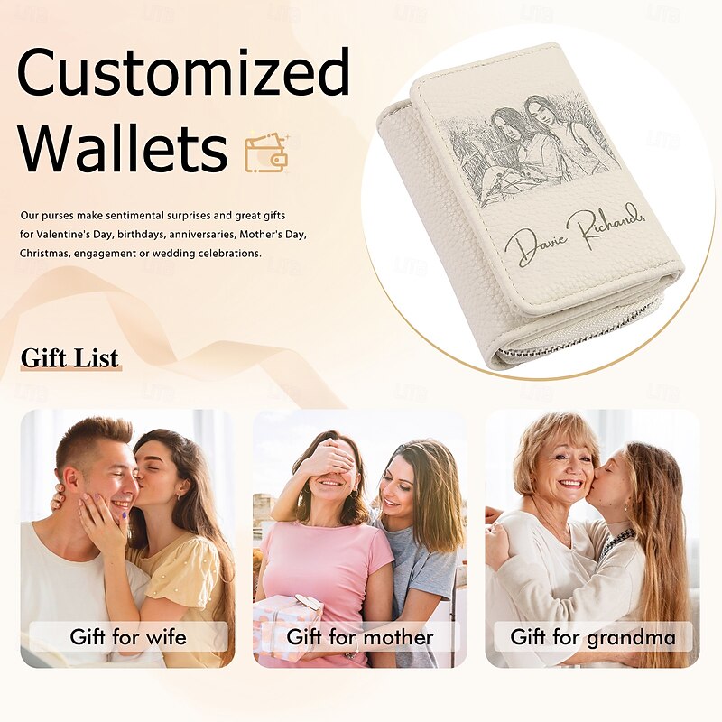 Personalized Photo Wallet Custom Best Gift for Mom – Engraved Leather Wallet with Name, Ideal for Mother's Day, Wedding, Anniversary, or Birthday4