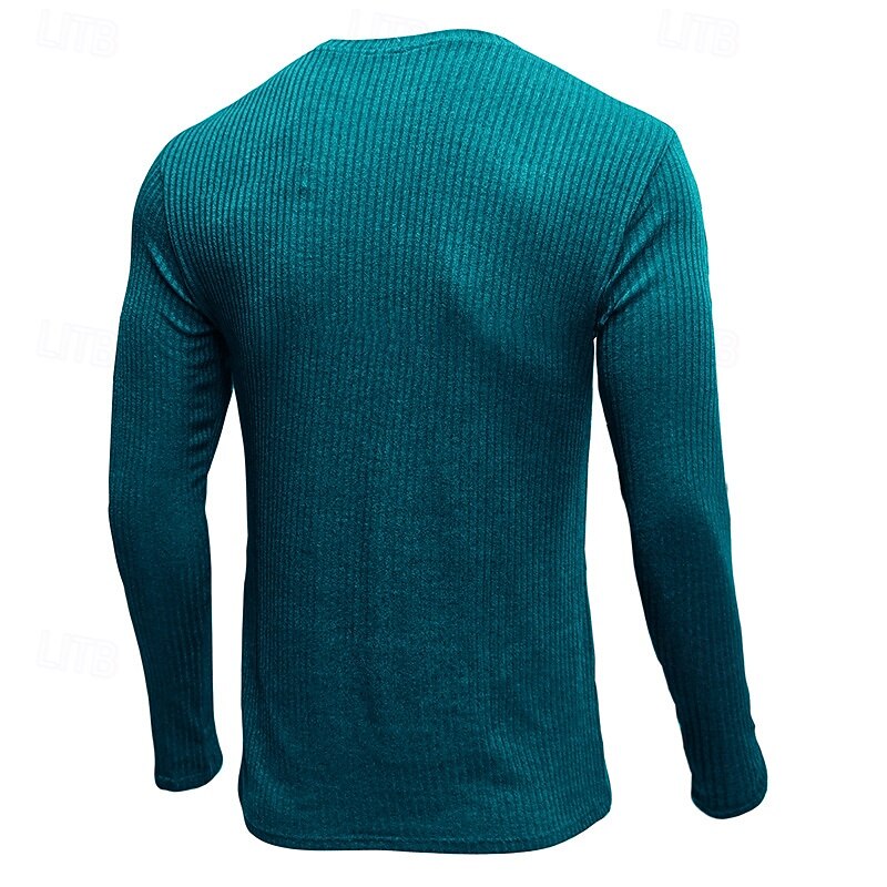 Men's T Shirt Tee Tee Top Long Sleeve Shirt Long Sleeve Crew Neck Spring Fall Plain Fashion Designer Basic Jacquard Vacation Street Going out White Blue Army Green Top Tee for Men4