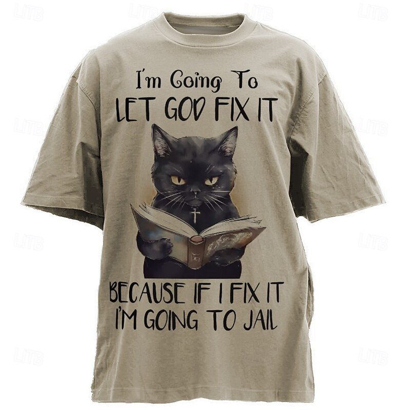 Men's Cat T Shirt Half Sleeve T shirt 3D Print Crew Neck Shirt Designer Casual Party Holiday Blue Khaki Gray Summer Spring Clothing Apparel S M L XL XXL XXXL