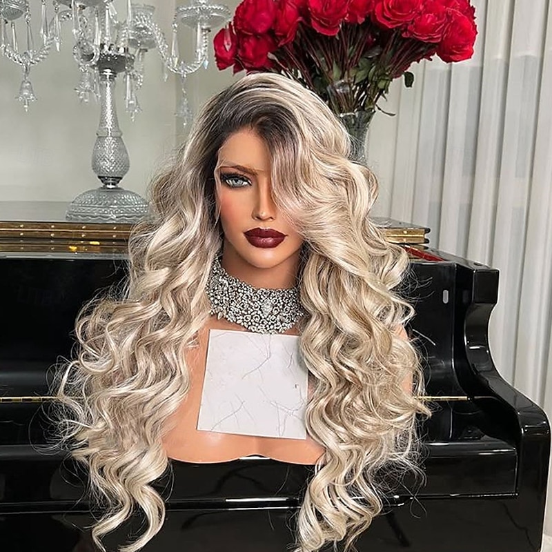 Brazilian Hair Ash Blonde Glueless 5x5 Lace Closure Wigs Free Part Ombre Colored 13x4 Lace Front Wig  with Baby Hair for Women2