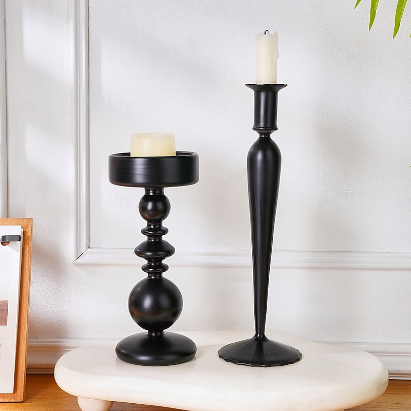 Crystal Glass Candlestick Holders, Striped Long-Stem and Round Ball Design, Elegant Home Decor Candle Holder for Dining Table, Wedding, Hotel, and Party Tabletop Decorations